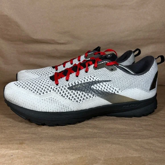 Brooks Revel 4 Mens Running Shoes White Black Red 1103471D151 Size 13 D - Picture 2 of 10
